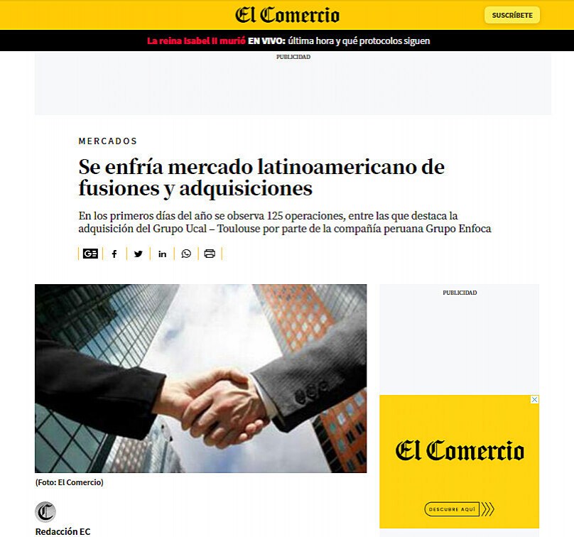 Se enfra mercado latinoamericano de fusiones y adquisiciones